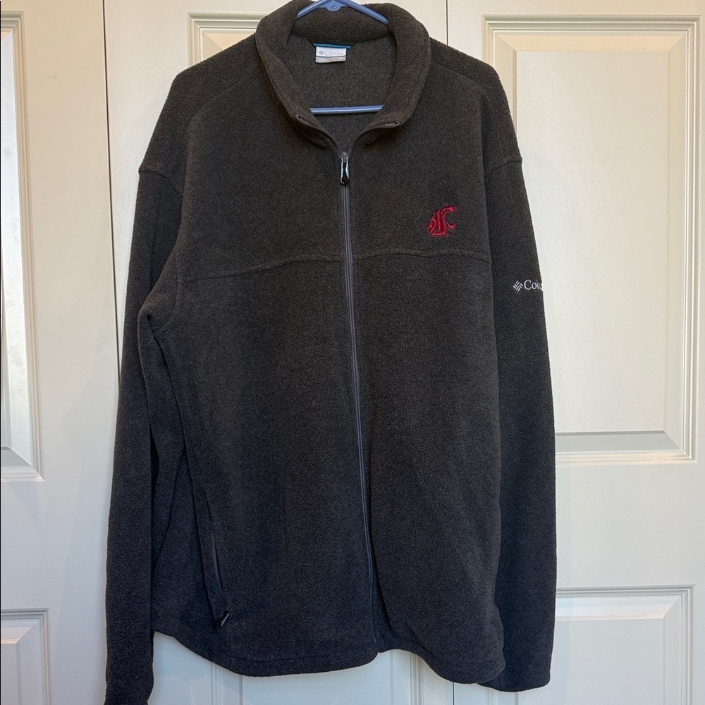 Columbia Charcoal Fleece Full Zip Jacket XXL WSU Cougars Washington State